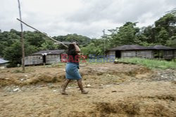 Colombia: Embera Dobida indigenous daily life at the jungle in Choco department
