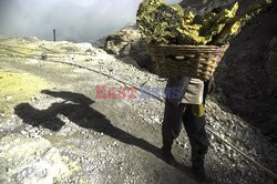 The sulfur mine near the Kawah Ijen volcano