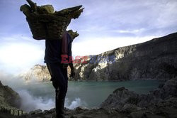 The sulfur mine near the Kawah Ijen volcano